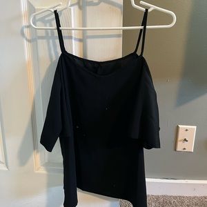 Black Cold Shoulder Top